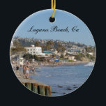 Ornement Rond En Céramique California Travel Vacances Photo Laguna Beach<br><div class="desc">Voyagez votre ornement de Noël avec une photo de l'océan à Laguna Beach,  en Californie. Utilisez le modèle pour ajouter l'année à l'arrière. Cet ornement est un grand souvenir pour des vacances à Laguna Beach.</div>