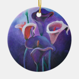 Ornement Rond En Céramique Callas Violet Lilac Et Violet Art
