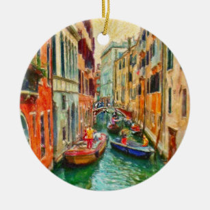 Ornement Rond En Céramique Canal vénitien Venise Italie