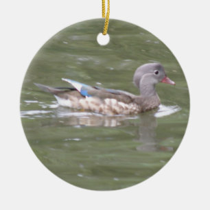 Ornement Rond En Céramique Canard sur le lac Custom Anniversaire