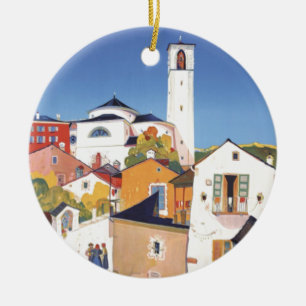 Ornement Rond En Céramique Canton de Tessin vintage Suisse