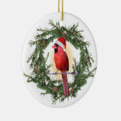 Ornement Rond En Céramique Cardinal de Noël (Droite)