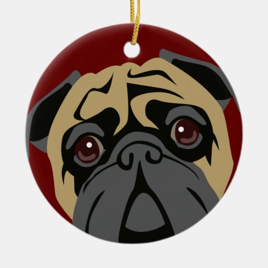 Ornement Rond En Céramique Carlin câlin (Devant)