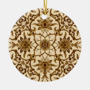 Ornement Rond En Céramique Carrelage chinois Art Nouveau - Brown et beige