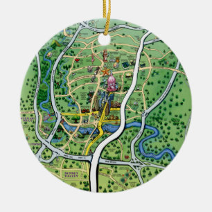 Ornement Rond En Céramique Carte de bande dessinée d'Austin le Texas