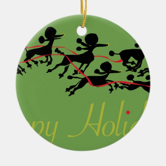 Ornement Rond En Céramique Carte de vacances de caniche (Devant)