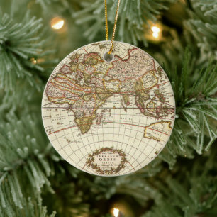 Ornement Rond En Céramique Carte du Vieux Monde antique par Frederick de Wit,