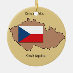 Ornement Rond En Céramique Carte et drapeau d'ornement de République Tchèqu