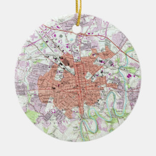 Ornement Rond En Céramique Carte vintage de Lancaster Pennsylvanie (1956) 2