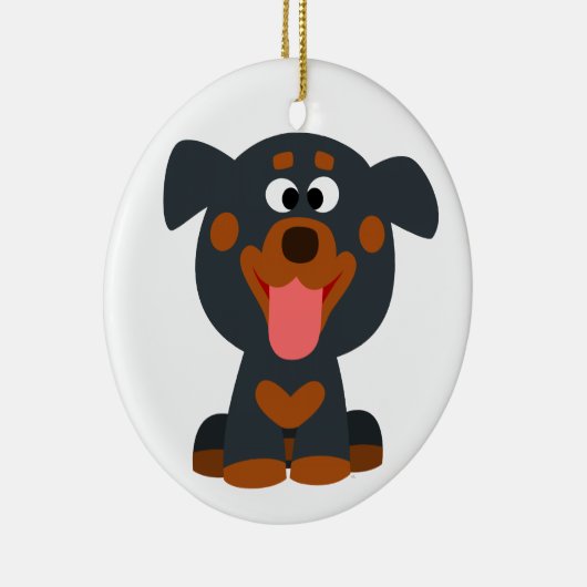 Ornement Rond En Céramique Cartoon mignon bébé Rottweiler Ornament (Droite)