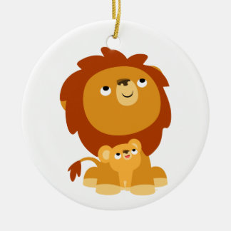 Ornement Rond En Céramique Cartoon protecteur papa Lion Ornament