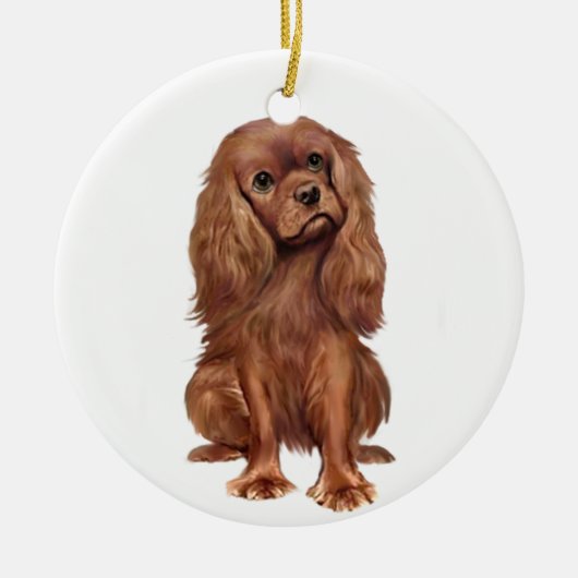 Ornement Rond En Céramique Cavalier King Charles - Rubis (Devant)