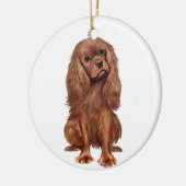Ornement Rond En Céramique Cavalier King Charles - Rubis (Gauche)