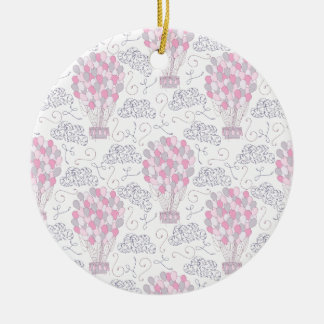 Ornement Rond En Céramique Cerfs-volants en art de nurserie rose