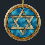 Ornement Rond En Céramique Chanukah Star of David<br><div class="desc">Have fun with these. Think themes! Play with background colors, add or delete text, and (for a bit of an extra fee) customize the back with images, color, your logo / business info., etc.! These are also great for gifts or to use as the finishing touch of class on your...</div>