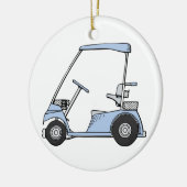 Ornement Rond En Céramique Chariot de golf bleu (Gauche)