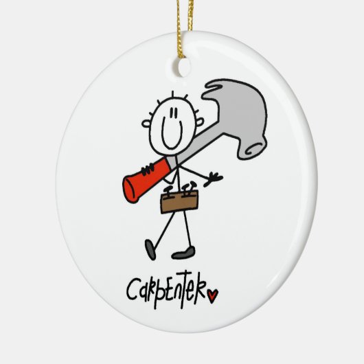 Ornement Rond En Céramique Charpentier Avec Marteau (Gauche)