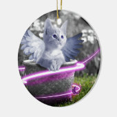 Ornement Rond En Céramique chat ange (Gauche)