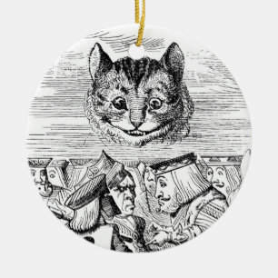Ornement Rond En Céramique Chat de Cheshire au-dessus de la reine