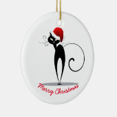 Ornement Rond En Céramique Chat de Noël (Droite)