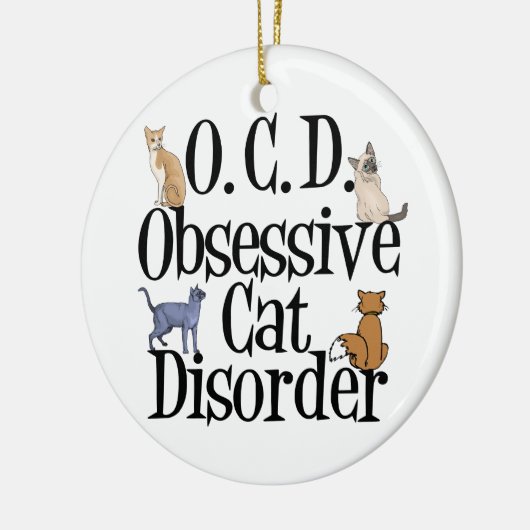 Ornement Rond En Céramique Chat observé (Gauche)