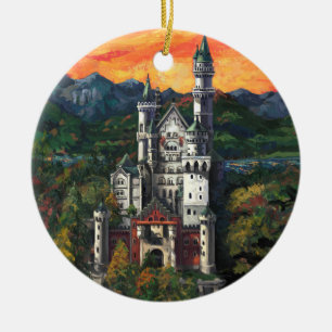 Ornement Rond En Céramique Château Schloss Neuschwanstein