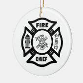 Ornement Rond En Céramique Chef des pompiers (Gauche)