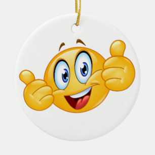 Ornement Rond En Céramique CHEMIN DE LA RÉUSSITE Gagnant Sourire Visage Heure