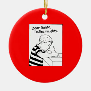 Ornement Rond En Céramique Cher Père Noël. Définissez vilain