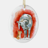 Ornement Rond En Céramique Cheval et chat (Droite)