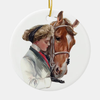 Ornement Rond En Céramique Cheval favori