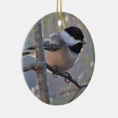 Ornement Rond En Céramique Chickadee (Droite)