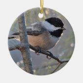 Ornement Rond En Céramique Chickadee (Devant)
