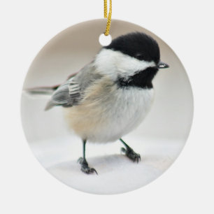 Ornement Rond En Céramique Chickadee