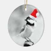 Ornement Rond En Céramique chickadee de père Noël (Gauche)