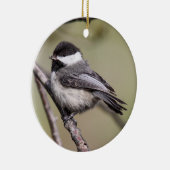 Ornement Rond En Céramique Chickadee Noir-couvert (Droite)