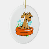 ORNEMENT ROND EN CÉRAMIQUE CHIEN DANS LA PISCINE (Droite)