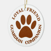 Ornement Rond En Céramique Chien Paw Loyal Friend (Gauche)