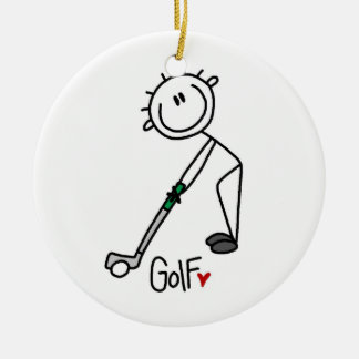 Ornement Rond En Céramique Chiffre simple golfeur de bâton