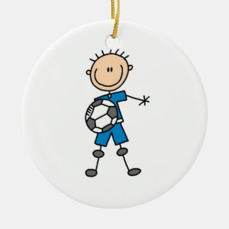 Ornement Rond En Céramique Chiffre uniforme bleu cadeaux de bâton de garçon