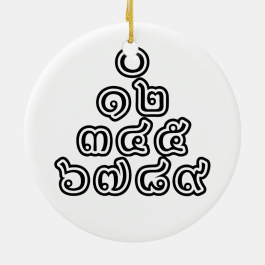 Ornement Rond En Céramique Chiffres thaïlandais Pyramide ♦ Script en thaï ♦ (Dos)