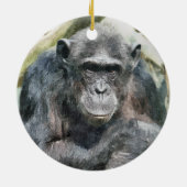 ORNEMENT ROND EN CÉRAMIQUE CHIMPANZÉS (Dos)