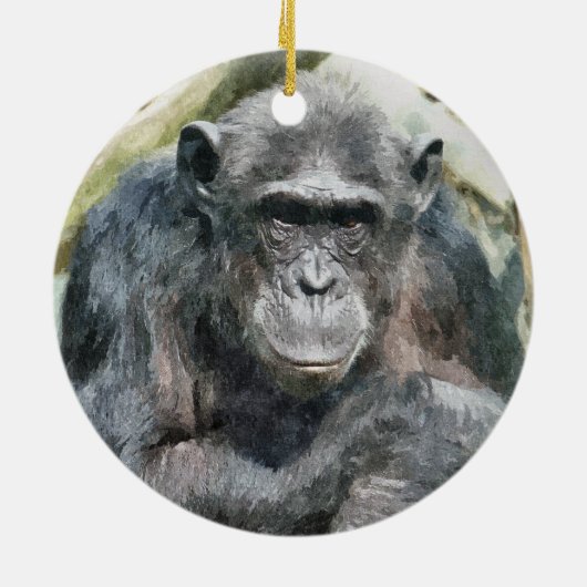 ORNEMENT ROND EN CÉRAMIQUE CHIMPANZÉS (Dos)