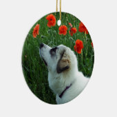 Ornement Rond En Céramique Chiot de Grands Pyrénées (Droite)