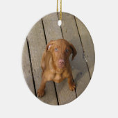 Ornement Rond En Céramique chiot de vizsla (Droite)