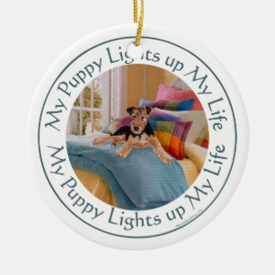 Ornement Rond En Céramique Chiot Illumine Ma Vie