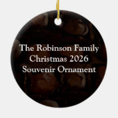 Ornement Rond En Céramique Chocoholic, Brown foncé et Coeur rouge Conception (Dos)