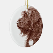 Ornement Rond En Céramique Chocolat Labradoodle (Droite)