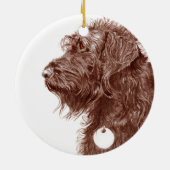Ornement Rond En Céramique Chocolat Labradoodle (Dos)
