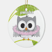 Ornement Rond En Céramique Chouette hawaïenne d'Aloha (Gauche)